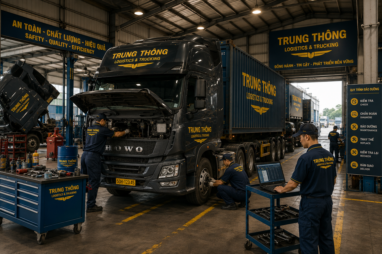 Bảo dưỡng đội xe Trung Thông